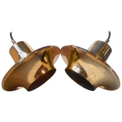 Pair of Midcentury Brass Pendant Lights by Hans-Agne Jakobsson, 1960s