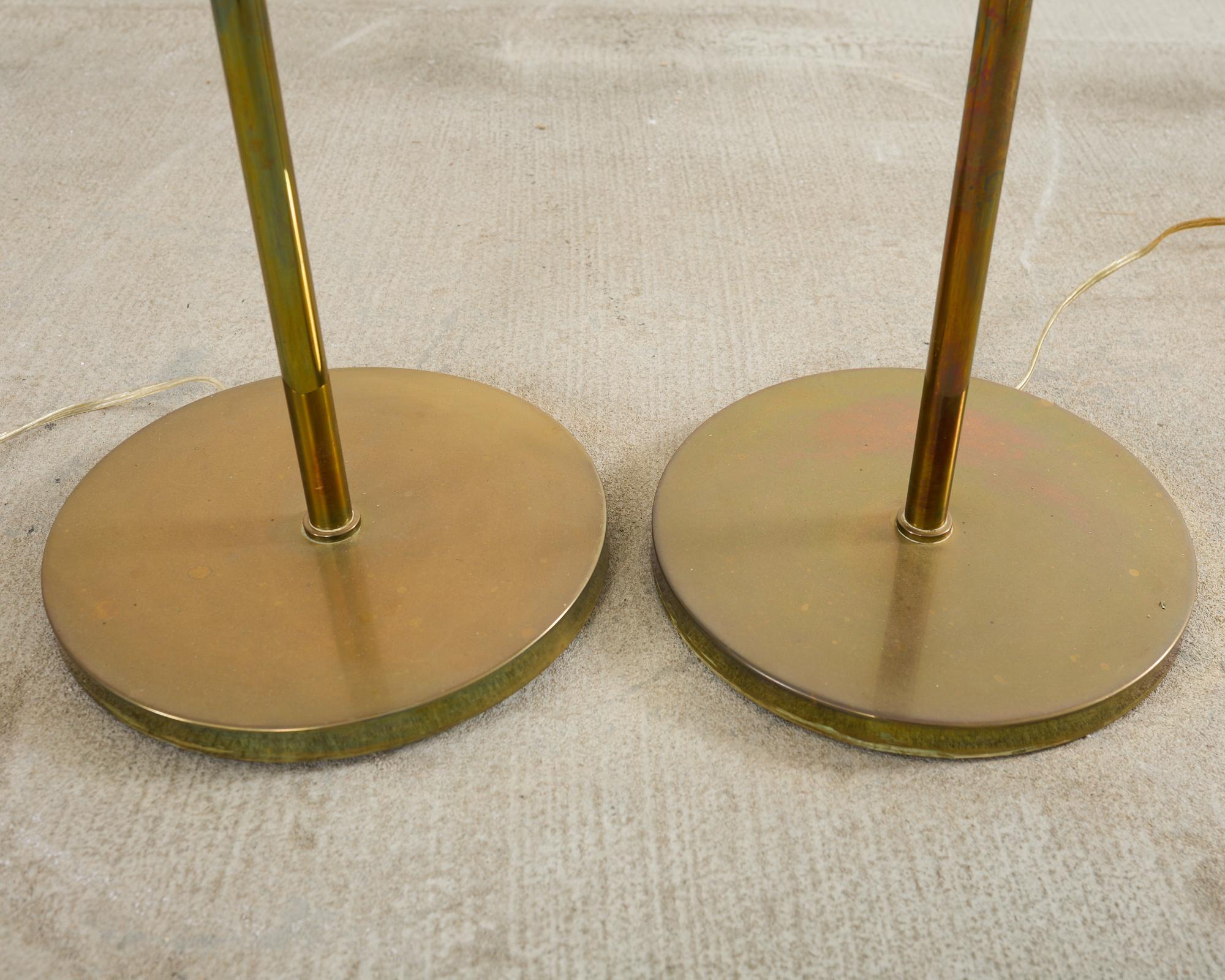 Pair of Midcentury Brass Pharmacy Floor Lamps Casella Attributed 4