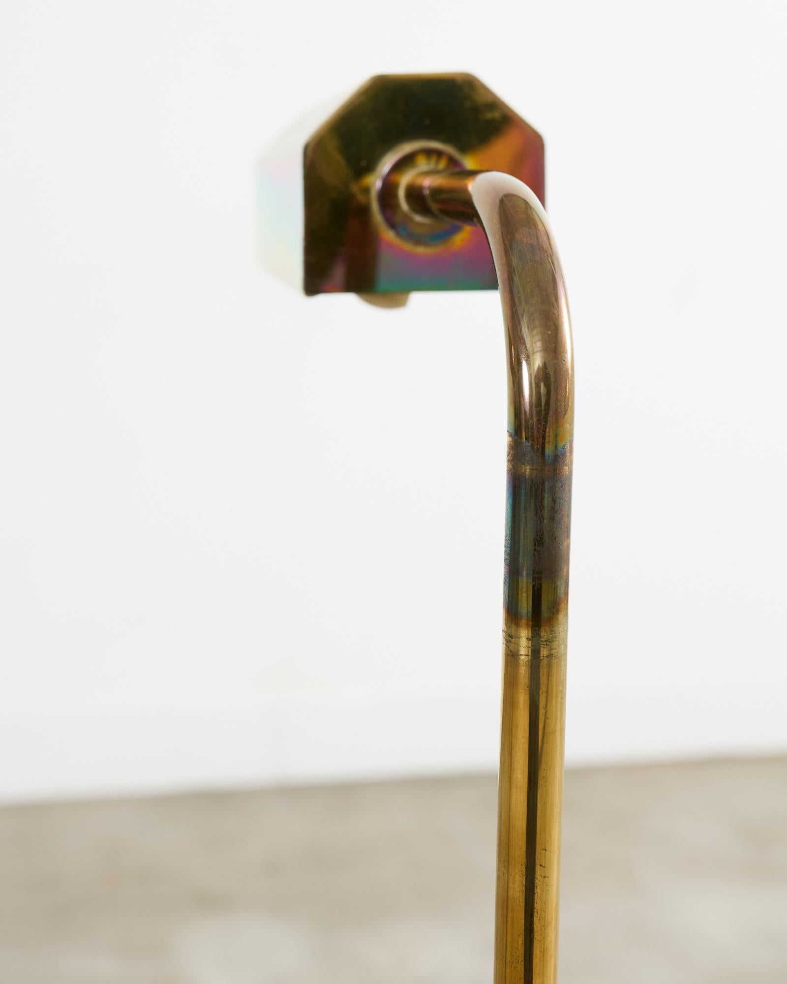 Pair of Midcentury Brass Pharmacy Floor Lamps Casella Attributed 5