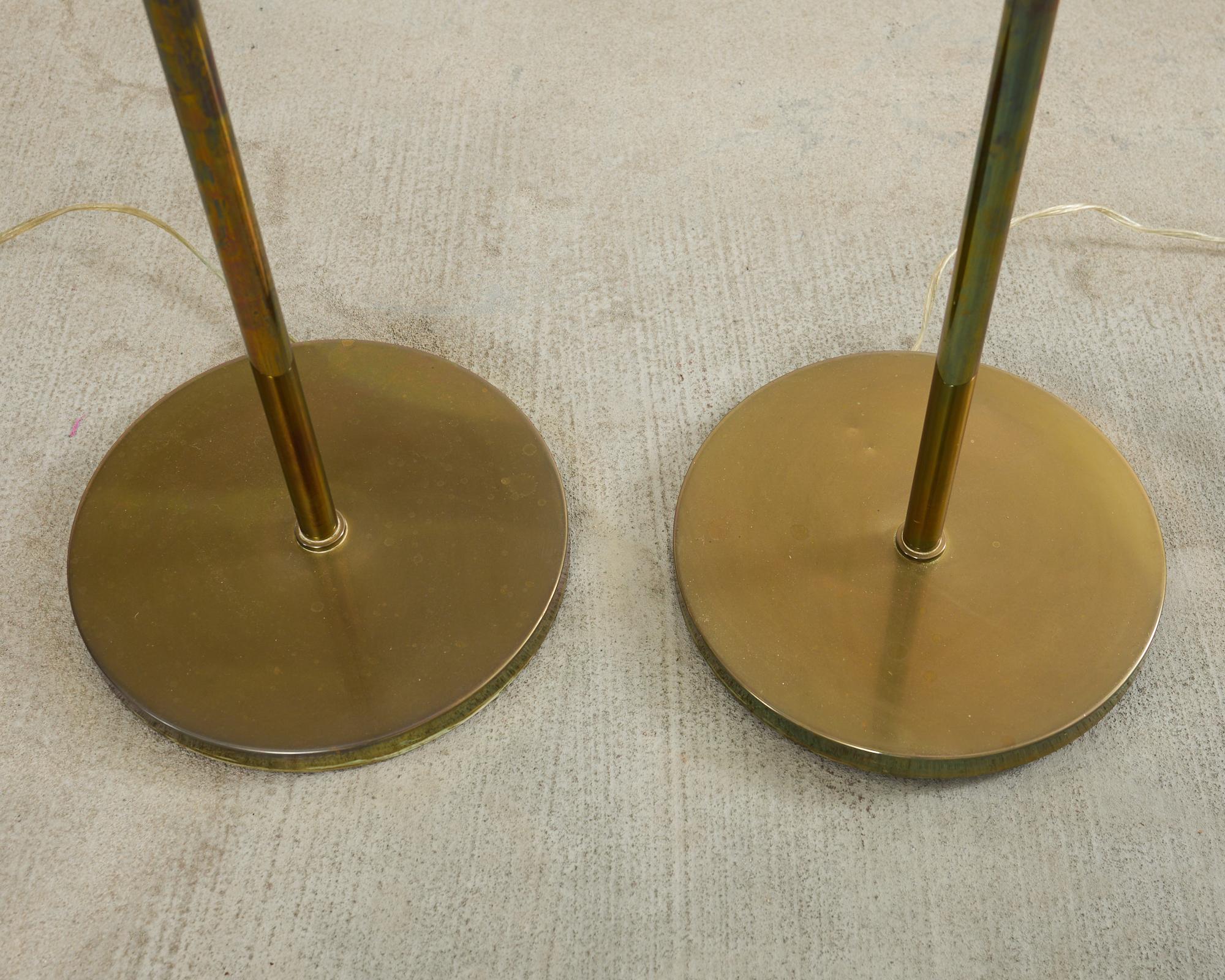20th Century Pair of Midcentury Brass Pharmacy Floor Lamps Casella Attributed