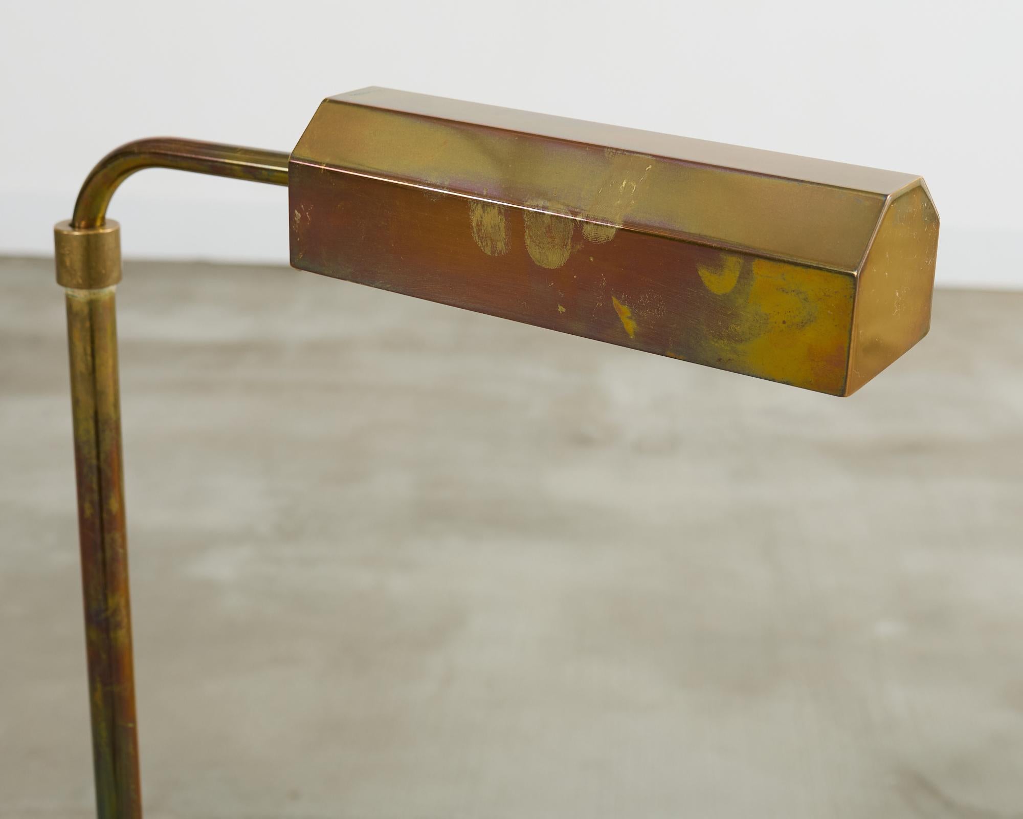 Pair of Midcentury Brass Pharmacy Floor Lamps Casella Attributed 3