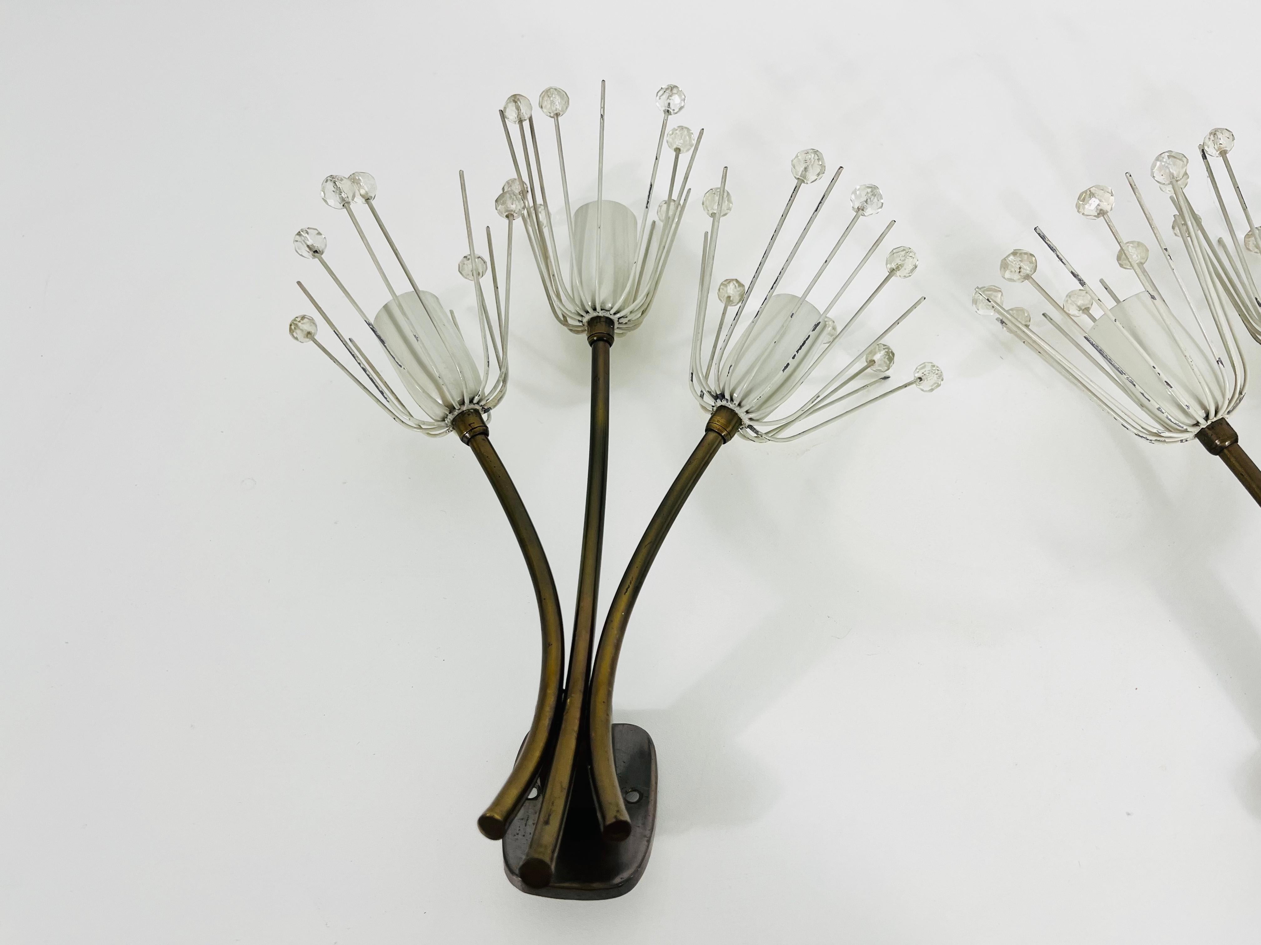 Mid-Century Modern Pair of Mid-Century Brass Sconces by Emil Stejnar for Rupert Nikoll, 1960s For Sale