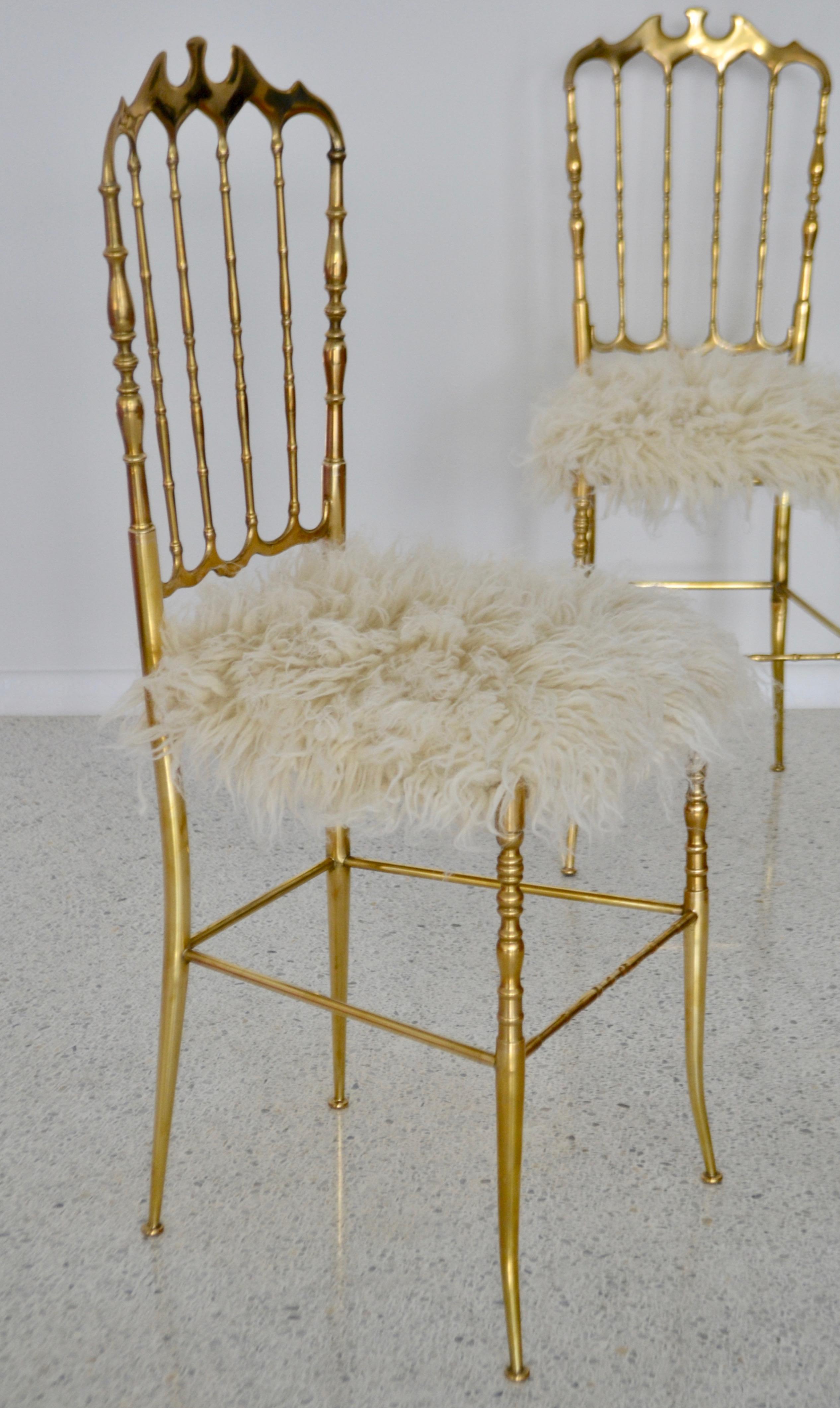 Pair of Midcentury Brass Side Chairs For Sale 5