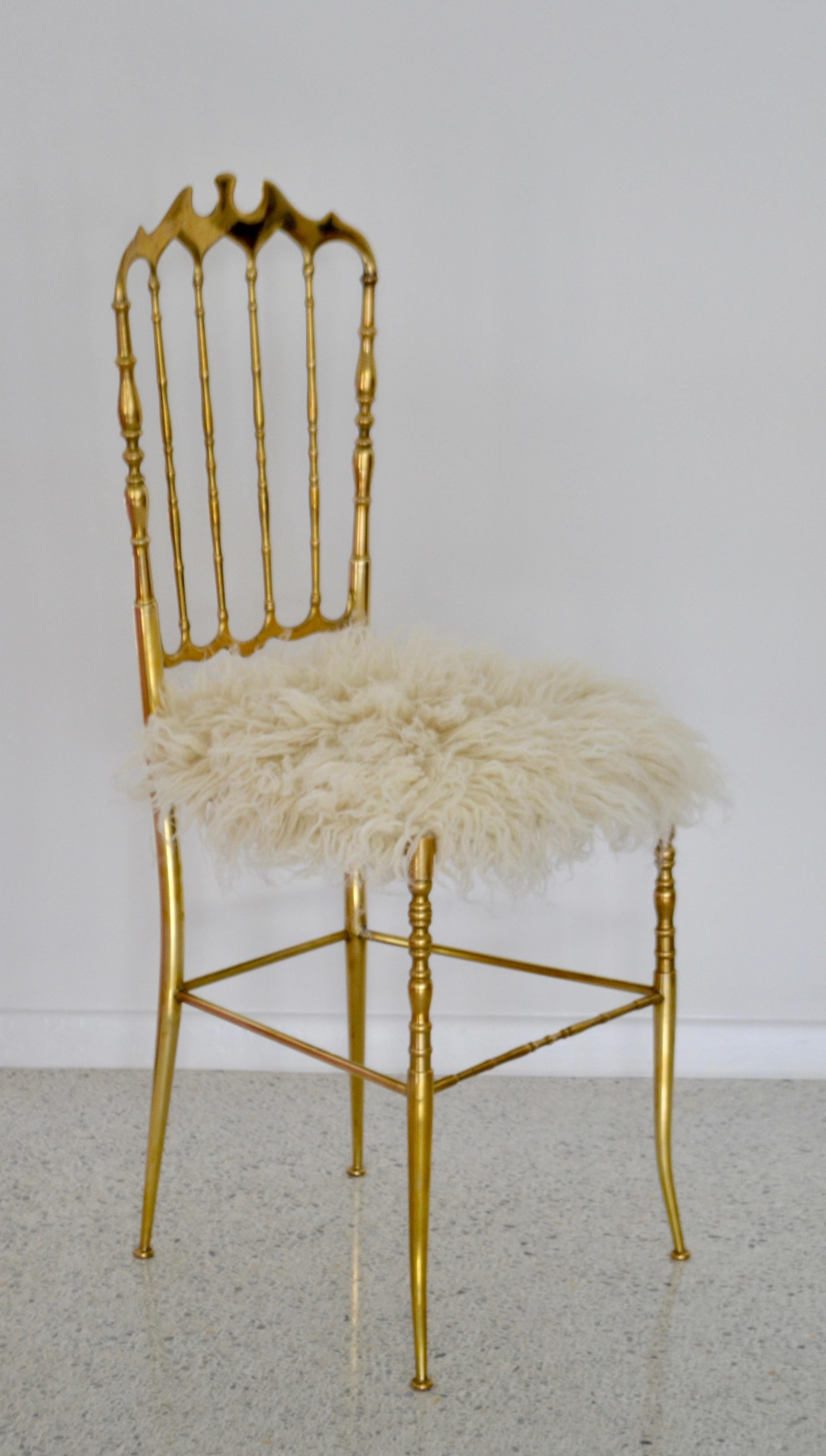 Mid-20th Century Pair of Midcentury Brass Side Chairs For Sale