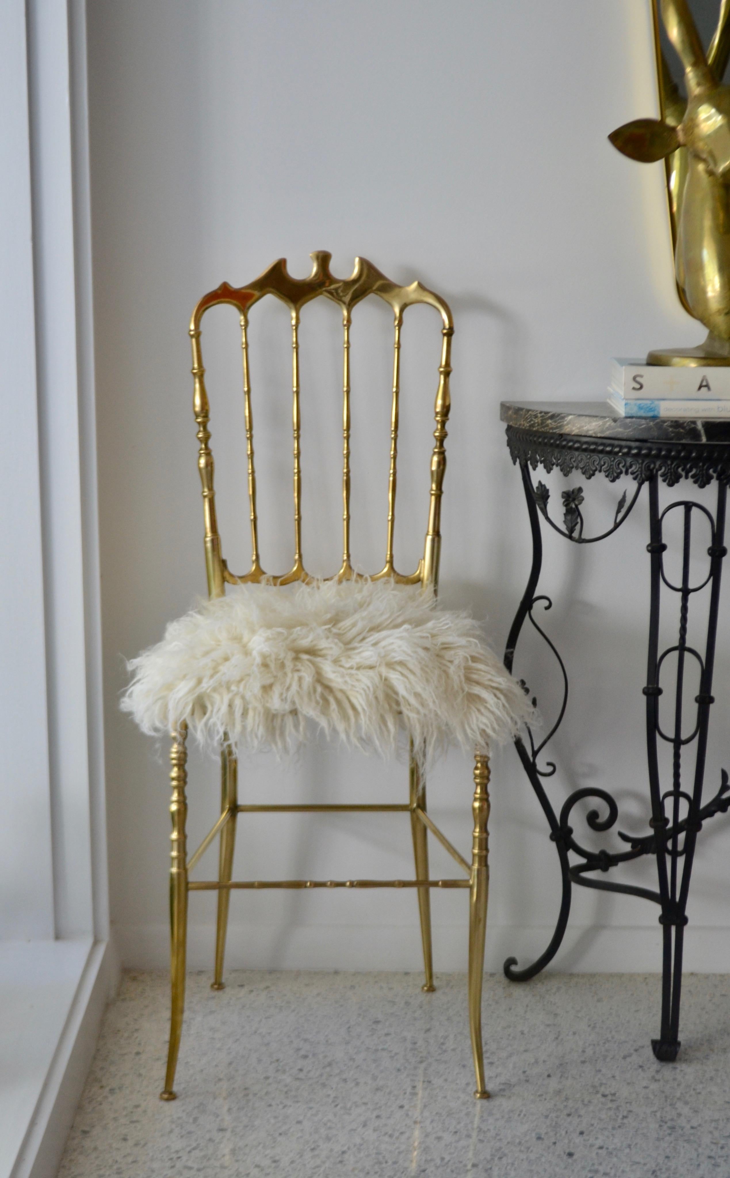 Pair of Midcentury Brass Side Chairs For Sale 3