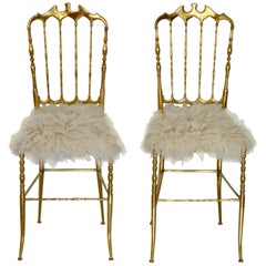 Pair of Midcentury Brass Side Chairs