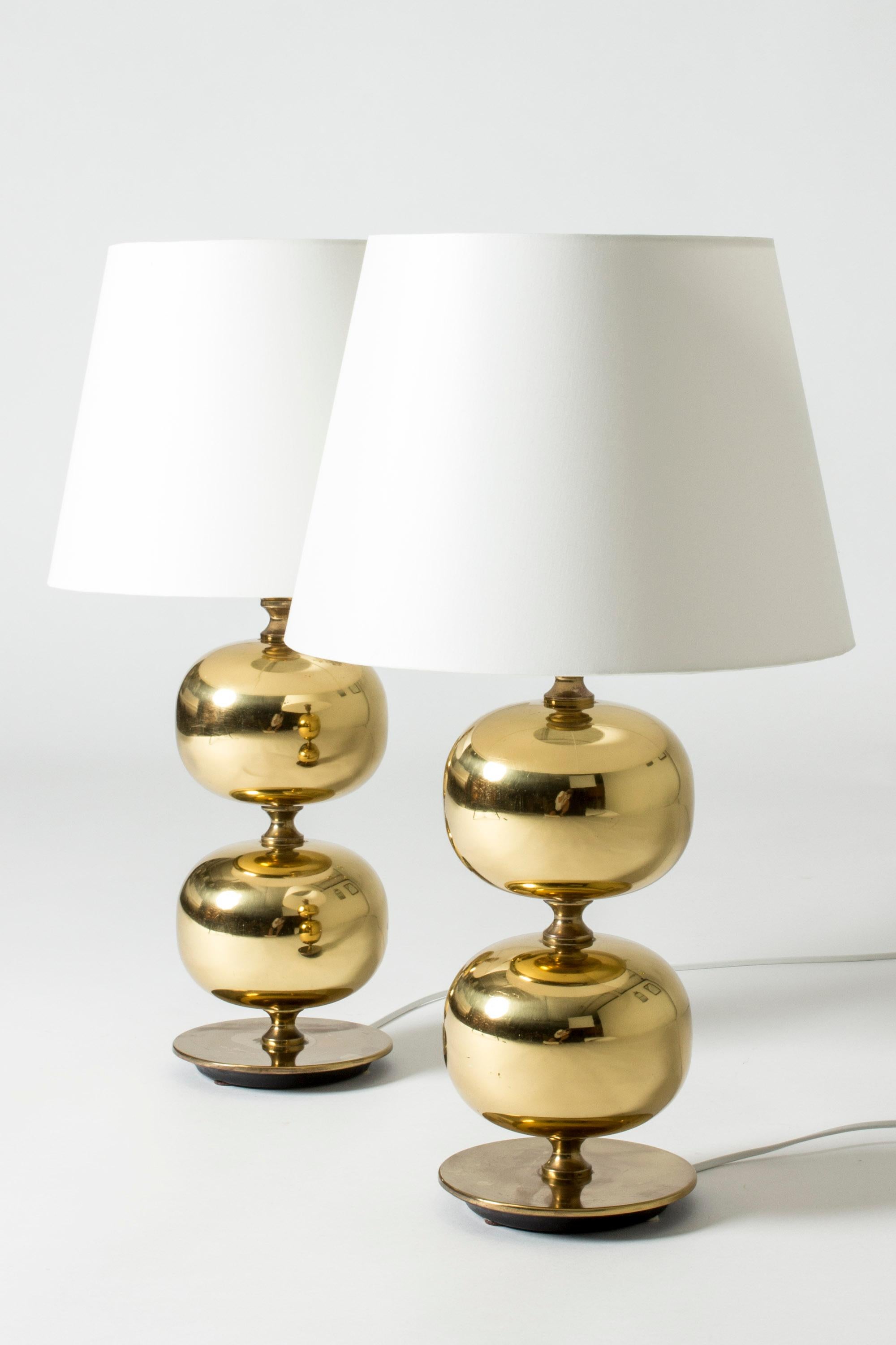 Swedish Pair of Midcentury Brass Table Lamps by Henrik Blomqvist, Sweden, 1960s For Sale