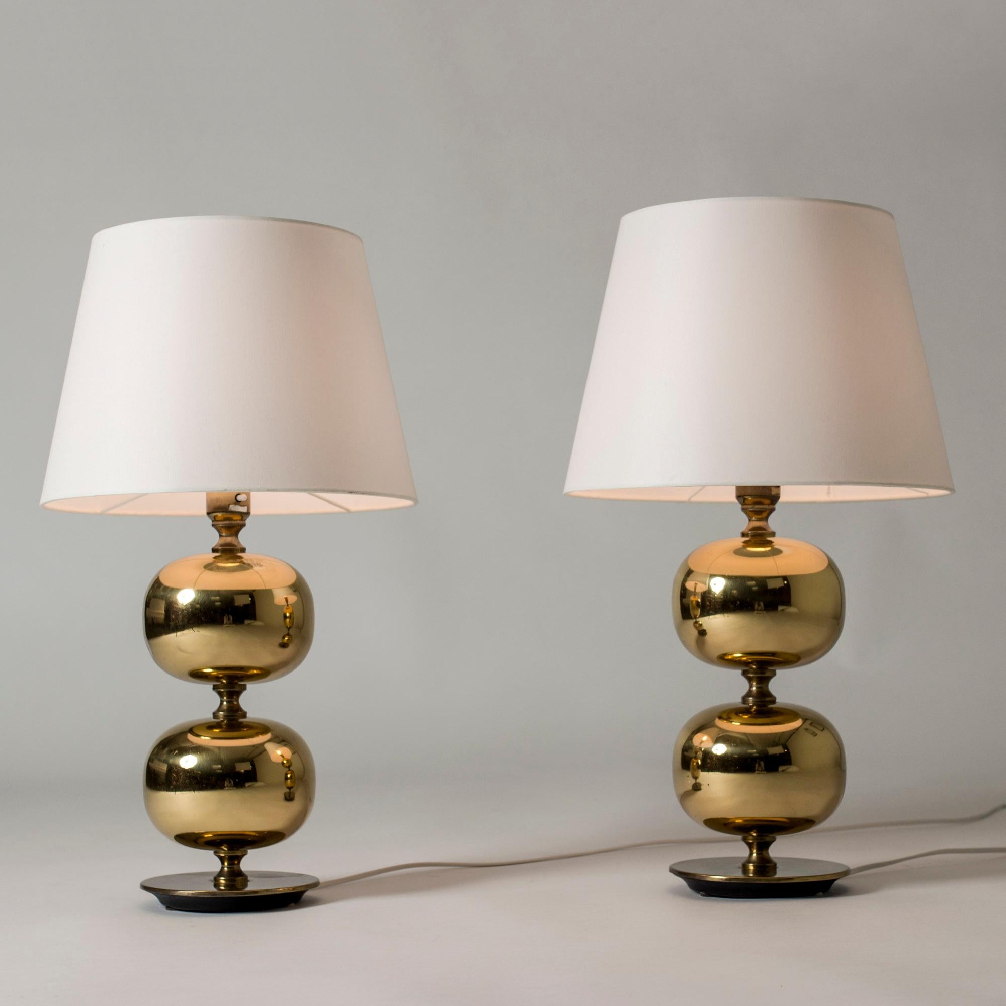 Mid-20th Century Pair of Midcentury Brass Table Lamps by Henrik Blomqvist, Sweden, 1960s For Sale