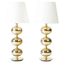 Pair of Midcentury Brass Table Lamps by Henrik Blomqvist, Sweden, 1960s