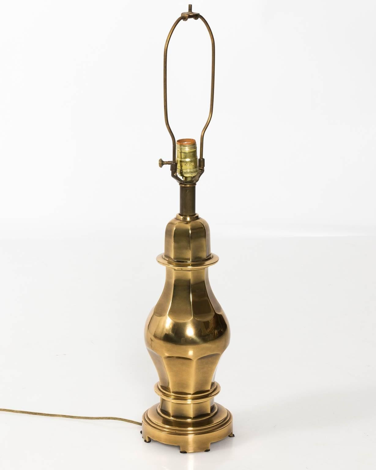 Pair of brass urn shaped lamps that come 