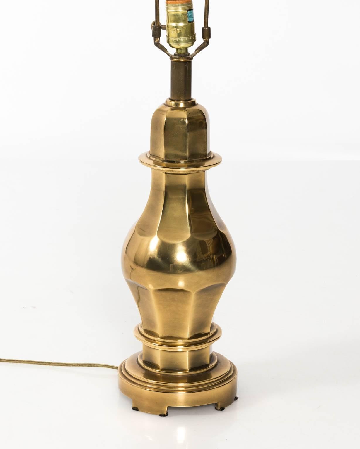 20th Century Pair of Midcentury Brass Urn Lamps