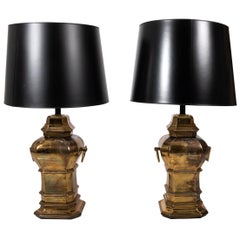Pair of Midcentury Brass Urn Shaped Lamps
