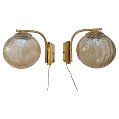Vintage Pair of Midcentury Brass Wall Lamps, Germany, 1970s