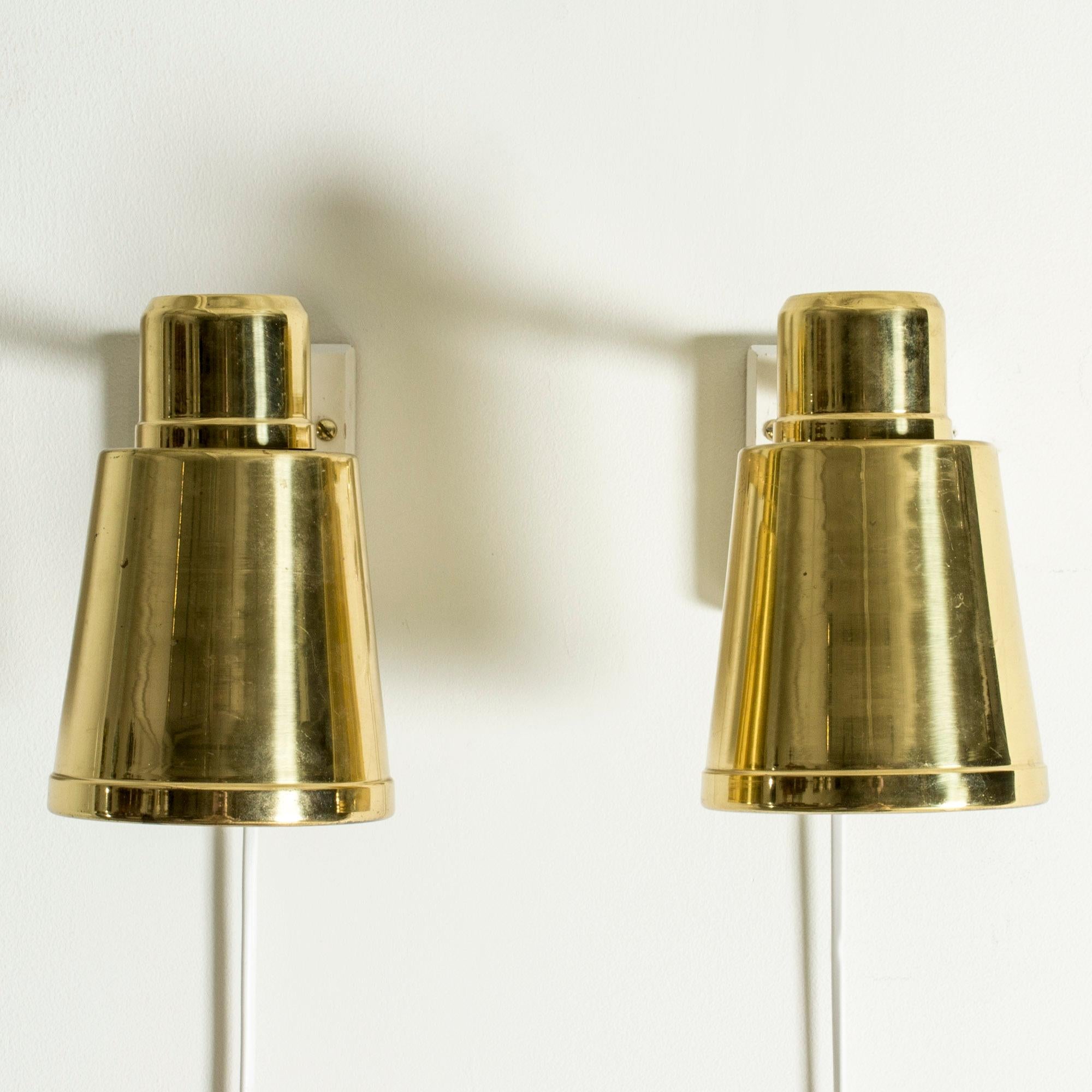 Swedish Pair of Mid-Century Brass Wall Lamps, Sweden, 1960s