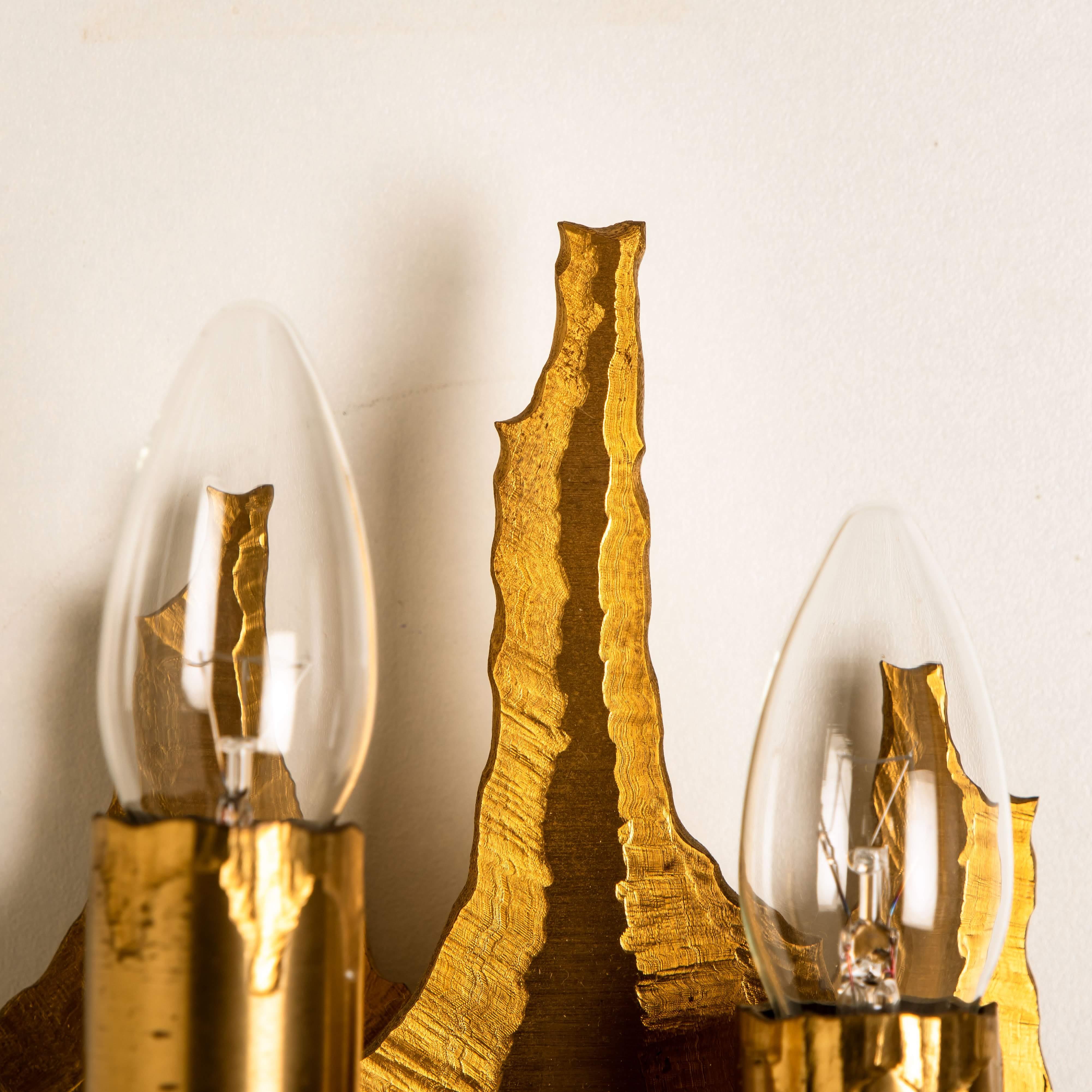 Pair of Midcentury Brass Wall Sconces, 1970 4