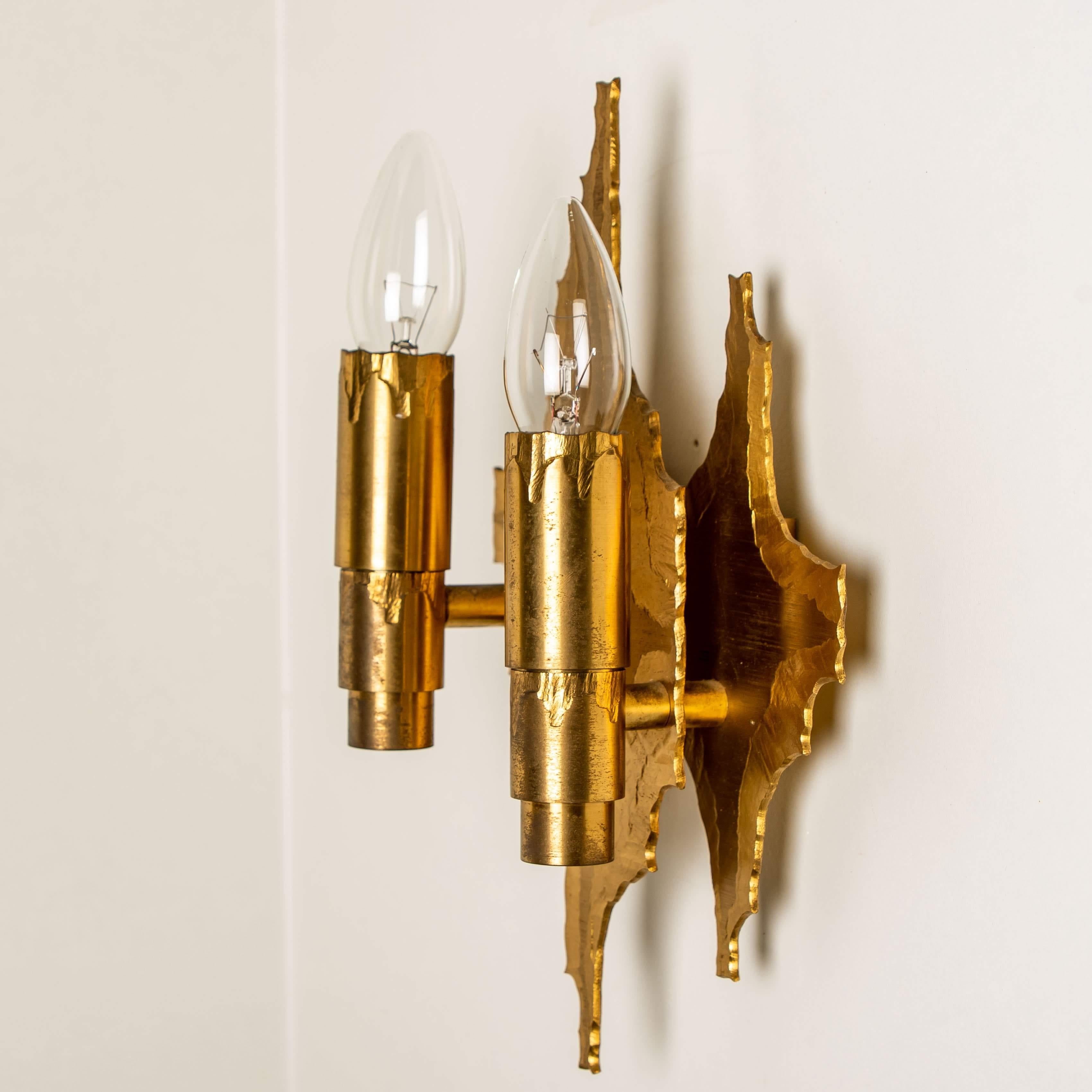 Pair of Midcentury Brass Wall Sconces, 1970 5