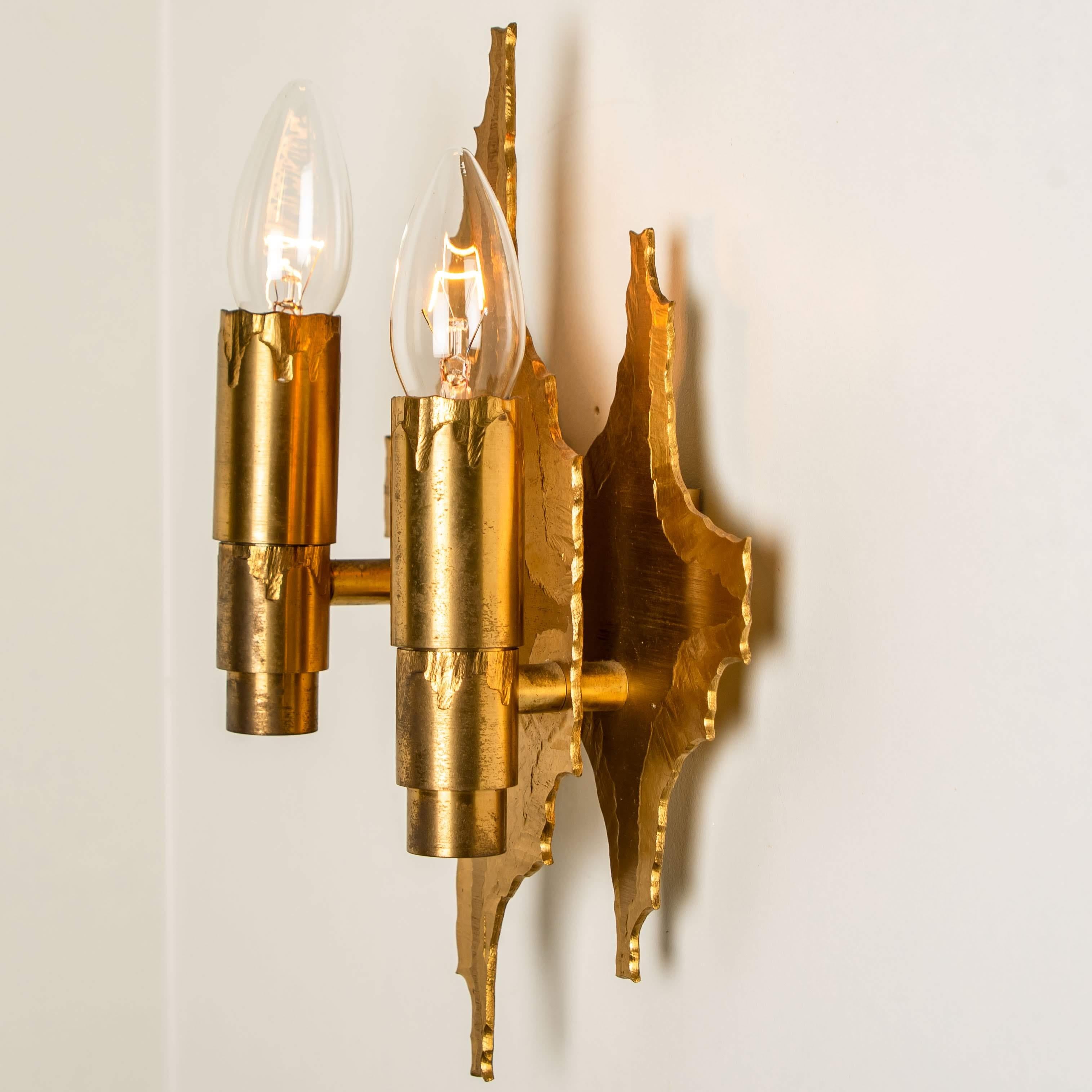 Pair of Midcentury Brass Wall Sconces, 1970 1