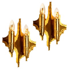 Pair of Midcentury Brass Wall Sconces, 1970
