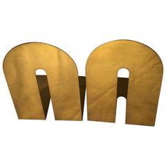 Vintage Pair of Midcentury Brass Walter Von Nessen Style Bookends