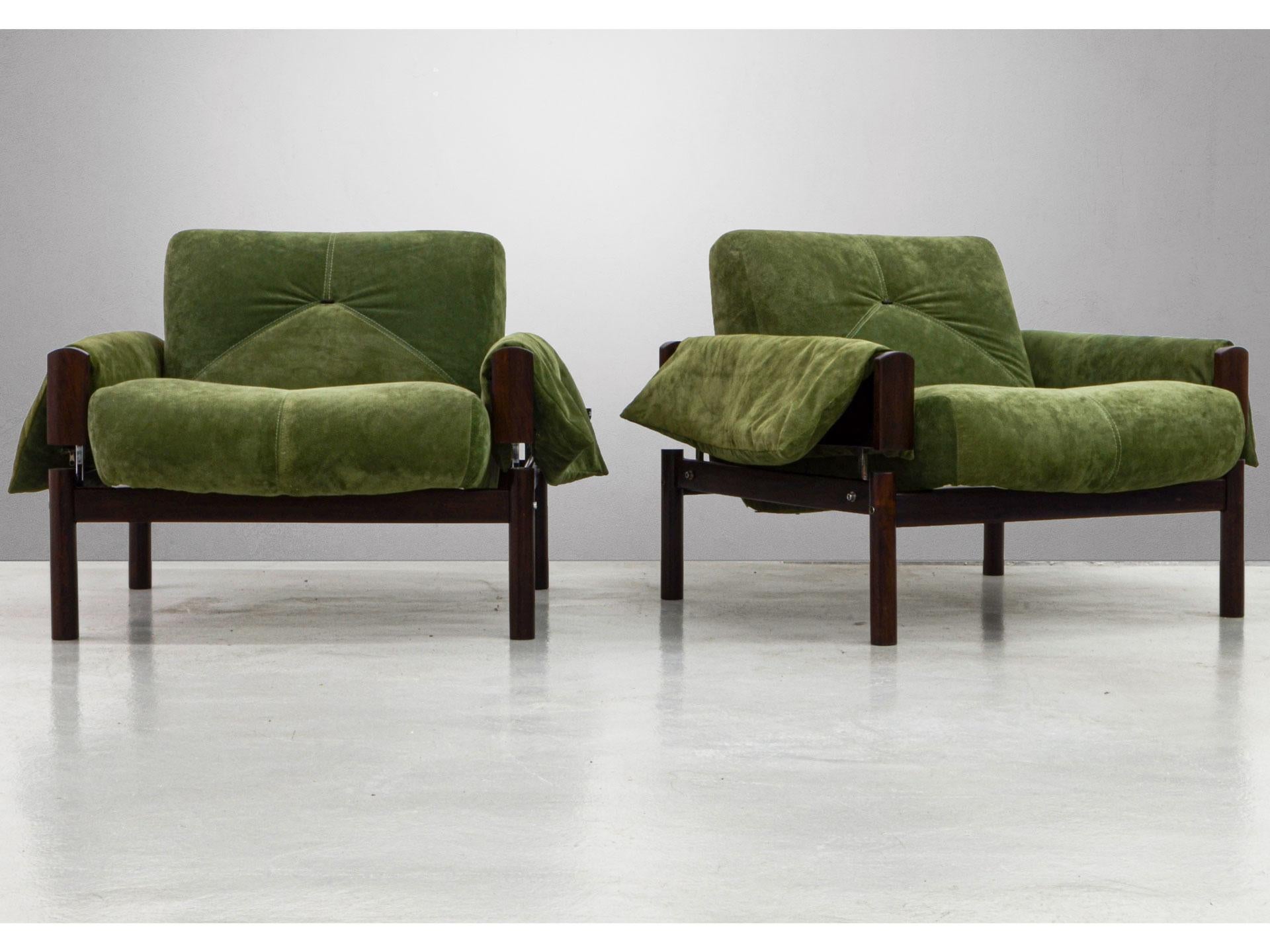 Modern Pair of Midcentury Brazilian MP-13 Armchairs by Percival Lafer, 1970s