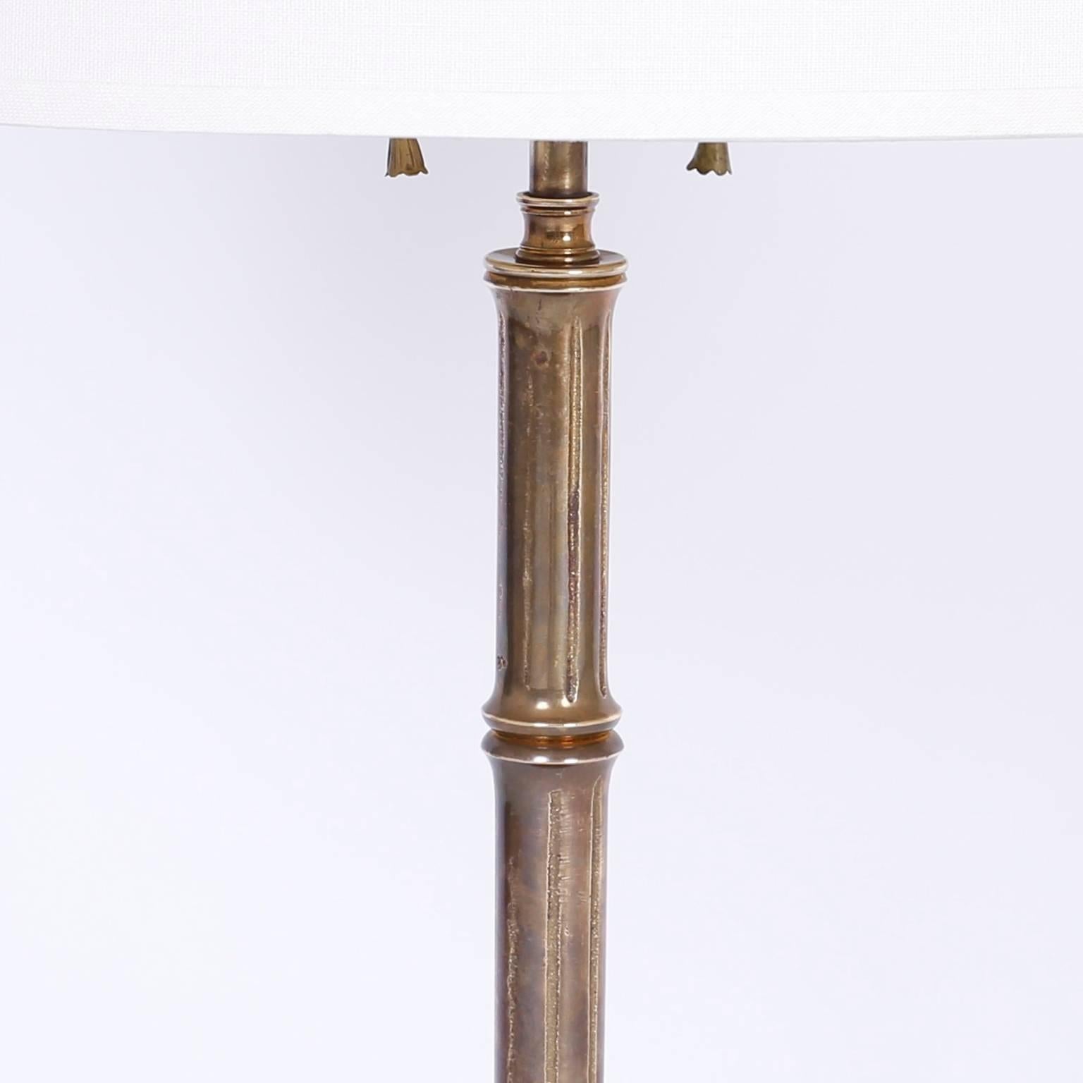 Mid-Century Modern Pair of Midcentury Bronze Faux Bamboo Table Lamps