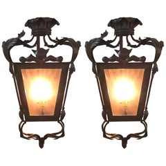 Pair of Midcentury Bronze Lanterns