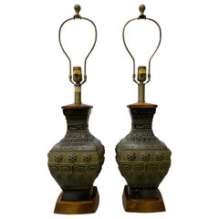 Pair of Midcentury Bronze Urn Lamps by Marbro, circa 1950