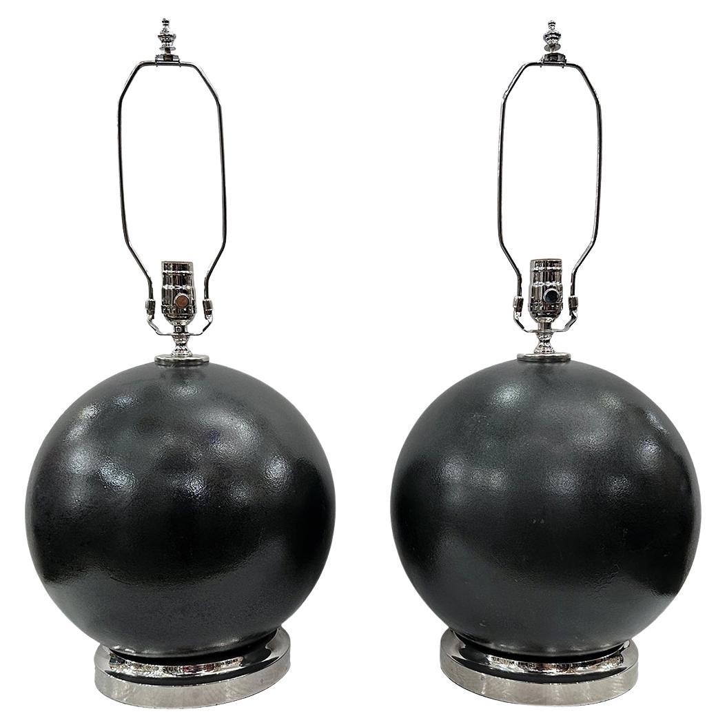Pair of Midcentury Brown Lamps