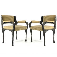Pair of Midcentury Brutalist Sculpted Bronze Patinated Paul Evans PE105 Chairs