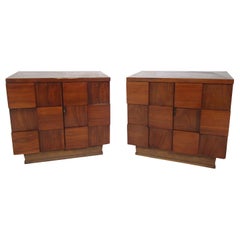 Pair of Midcentury Brutalist Style Nightstands by Young Manufacturing Co.