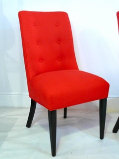 Pair of Midcentury Poppy Red Button Back Chairs
