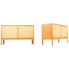  Midcentury Cabinet, Cane Panels in Oak, Designed by Alf Svensson, 1960s