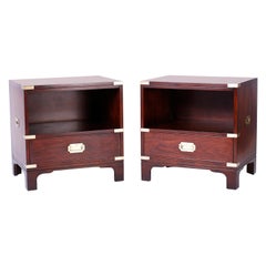 Vintage Pair of Midcentury Campaign Style Nightstands