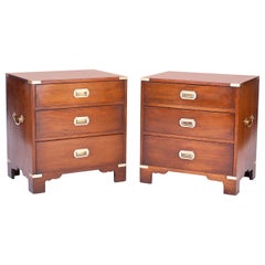Pair of Midcentury Campaign Style Nightstands