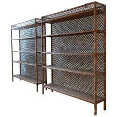 Vintage Pair of Midcentury Cane Bookcases