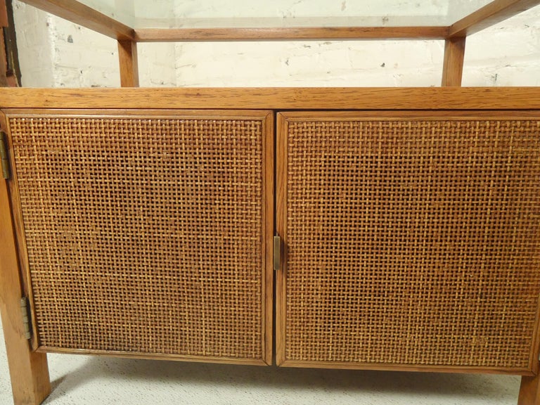 Pair of Midcentury Cane Front Nightstands at 1stdibs