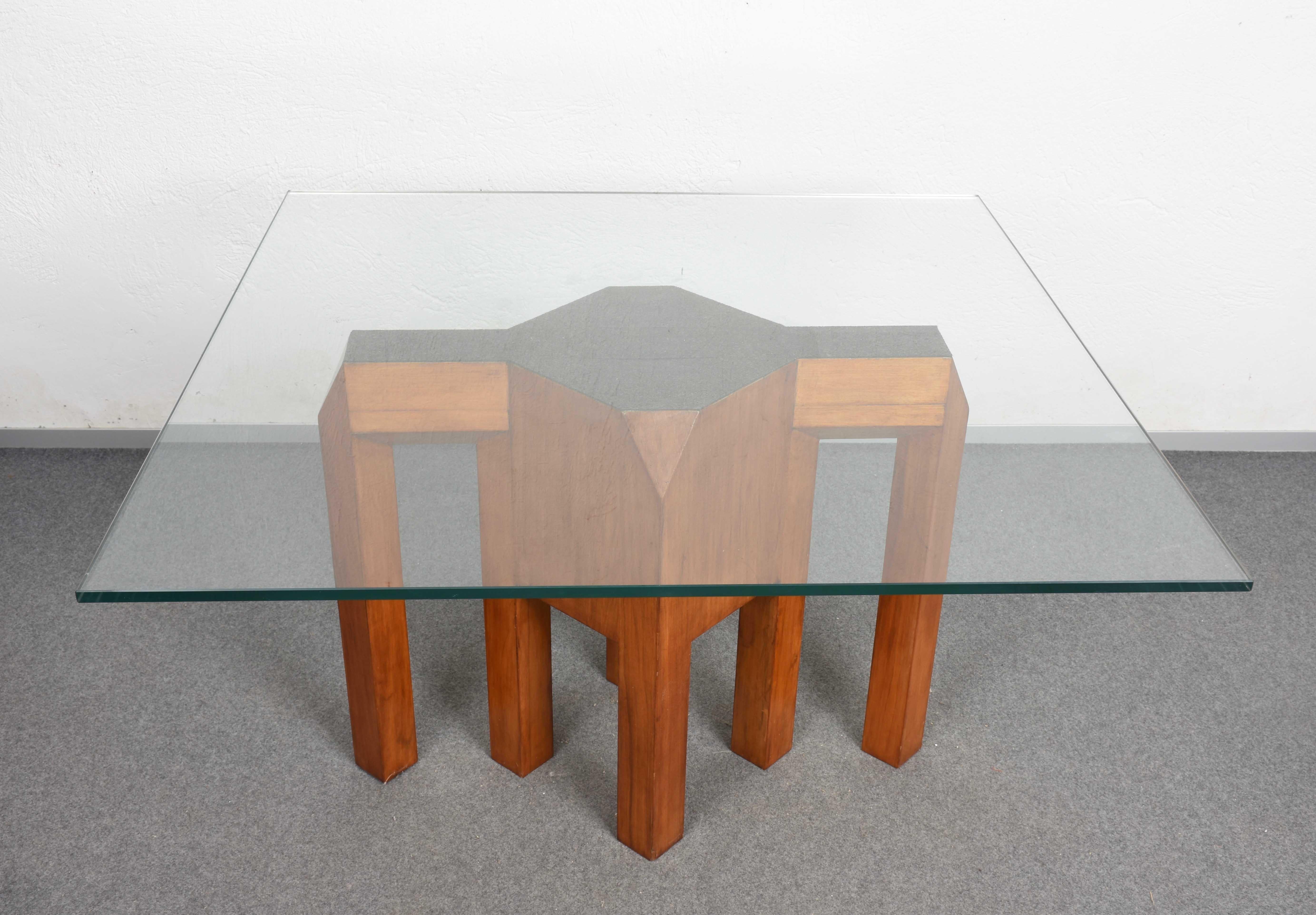 Massiver italienischer skulpturaler Tischsockel aus massivem Kirschbaumholz, Italien 1970er Jahre im Angebot 2