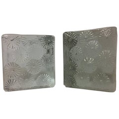 Pair of Midcentury Cast Glass Bookends or Paperweights by Joel Myers for Blenko