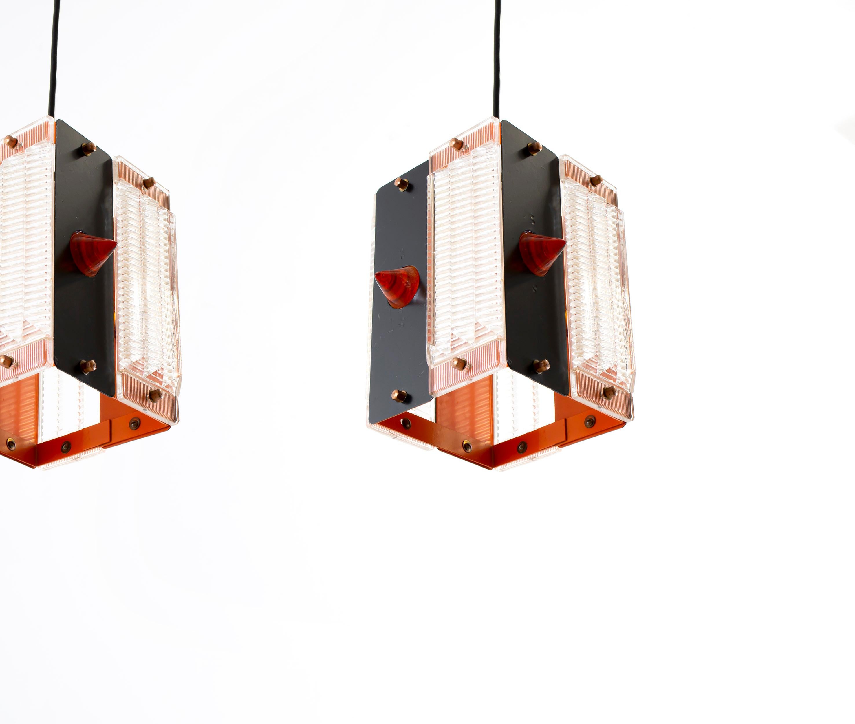 Norwegian Pair of Midcentury Ceiling Pendants, Norway, 1960s For Sale