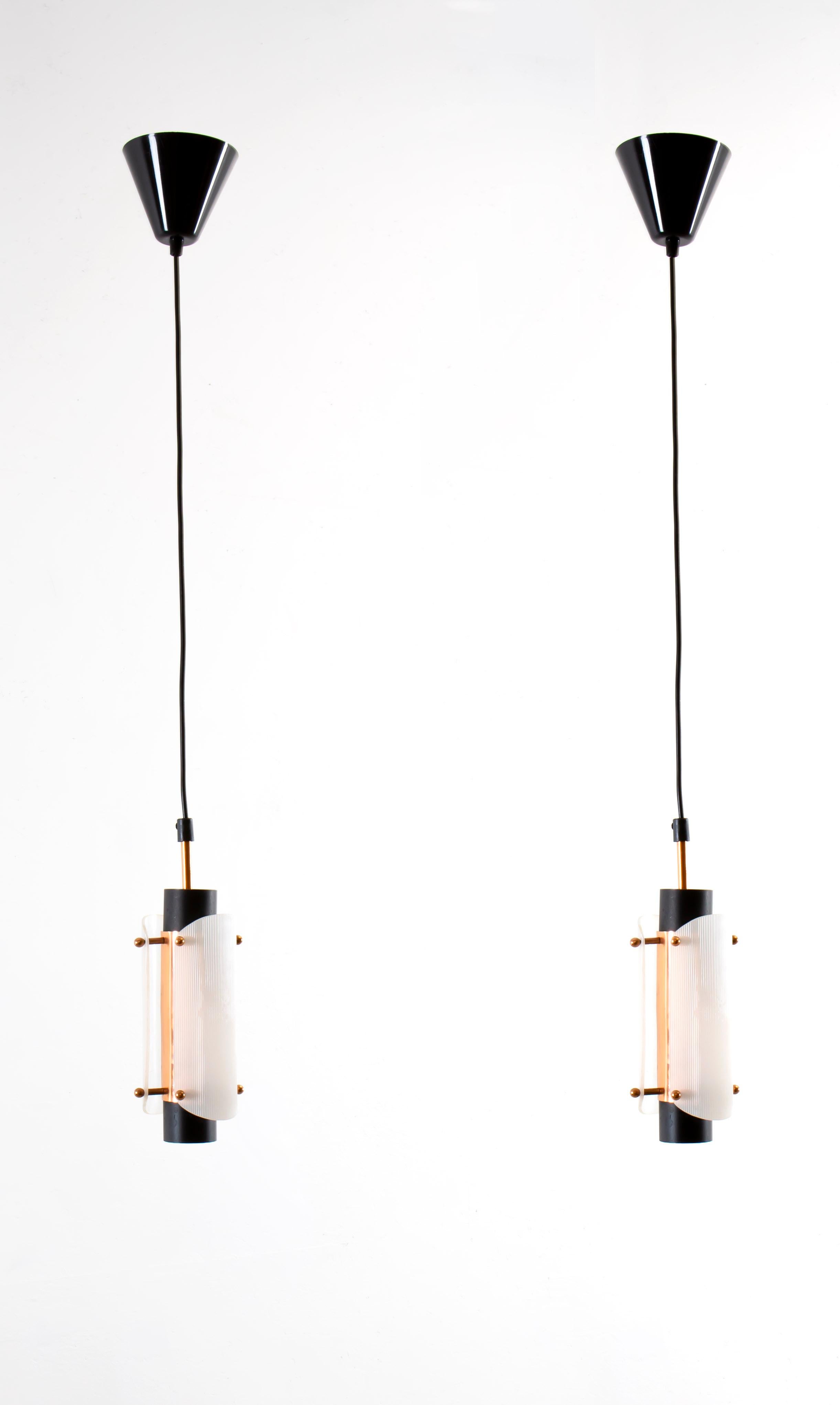 Pair of Midcentury Ceiling Pendants, Norway, 1960s In Good Condition For Sale In Oslo, NO