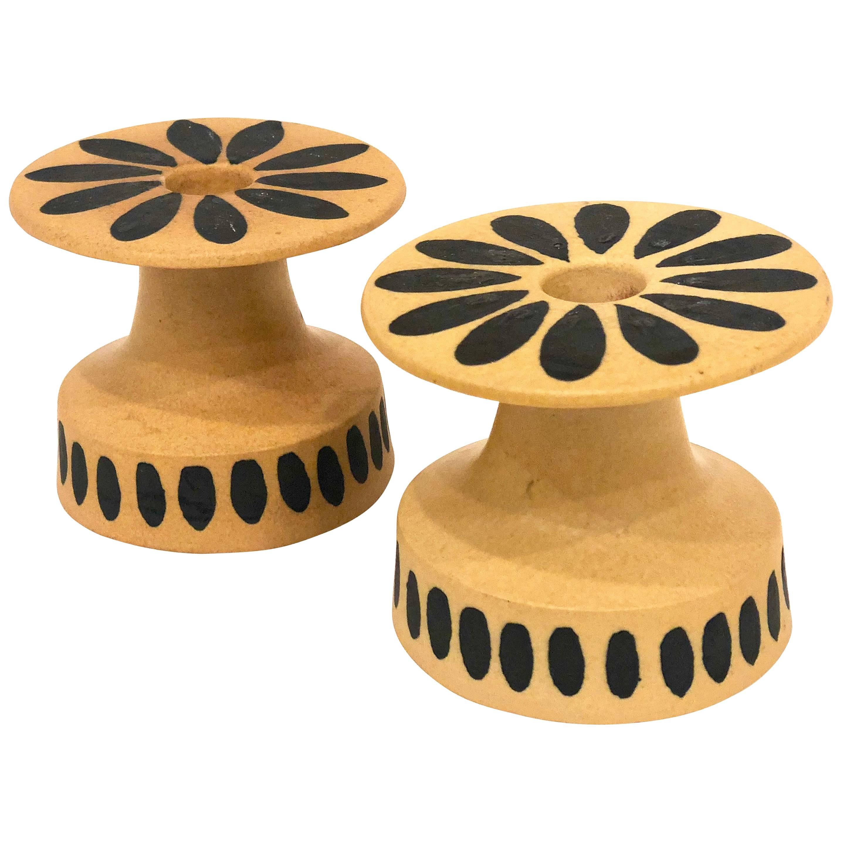 Pair of Midcentury Ceramic Candlestick Holders by Bennington Potters For Sale