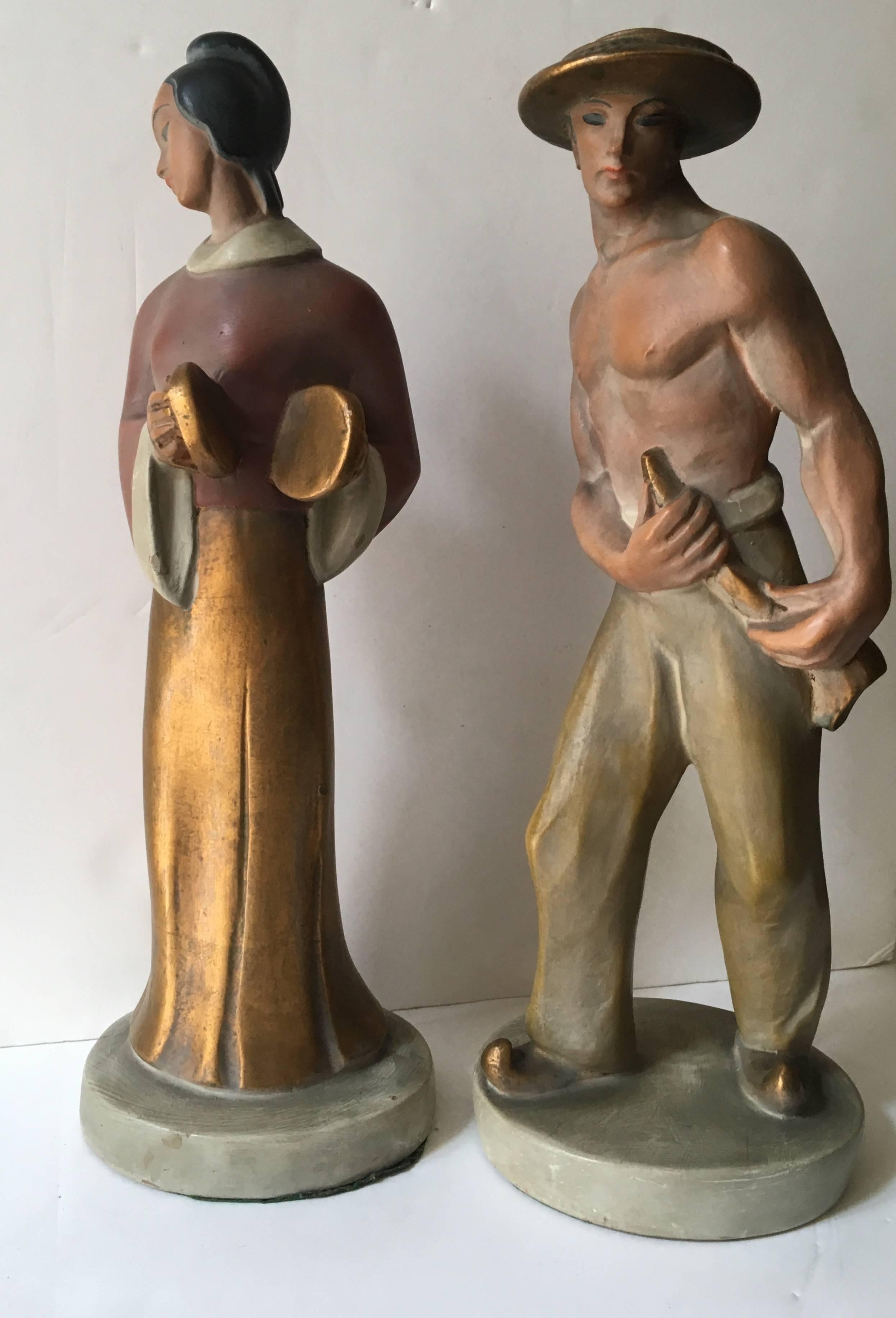 Mid-Century Modern Pair of Midcentury Ceramic Figurines For Sale