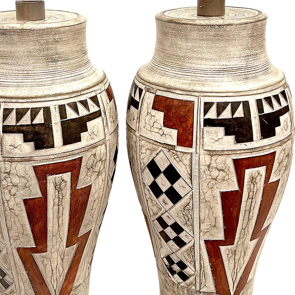 American Pair of Mid-Century Ceramic Lamps For Sale