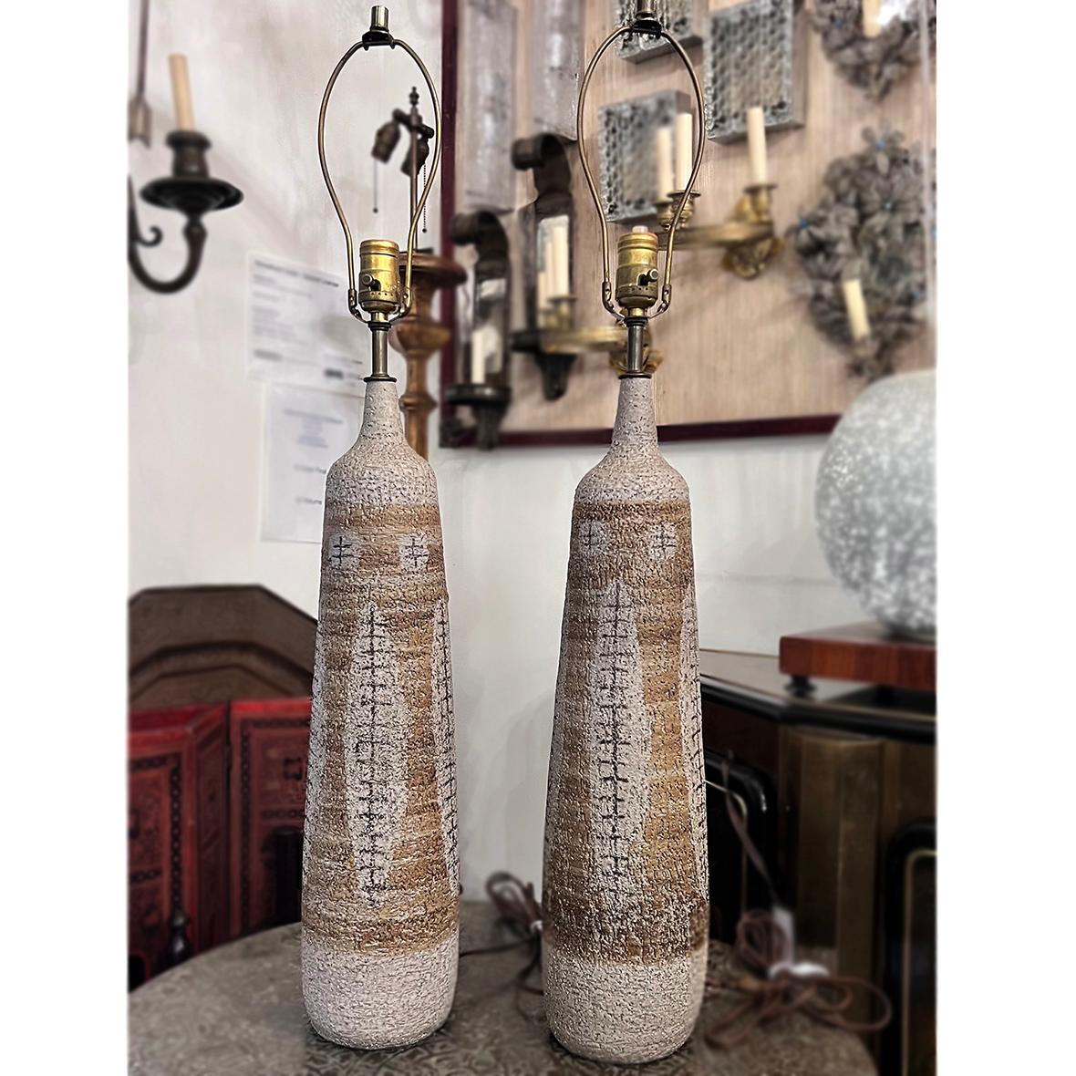 Pair of Large Midcentury Ceramic Lamps For Sale 3
