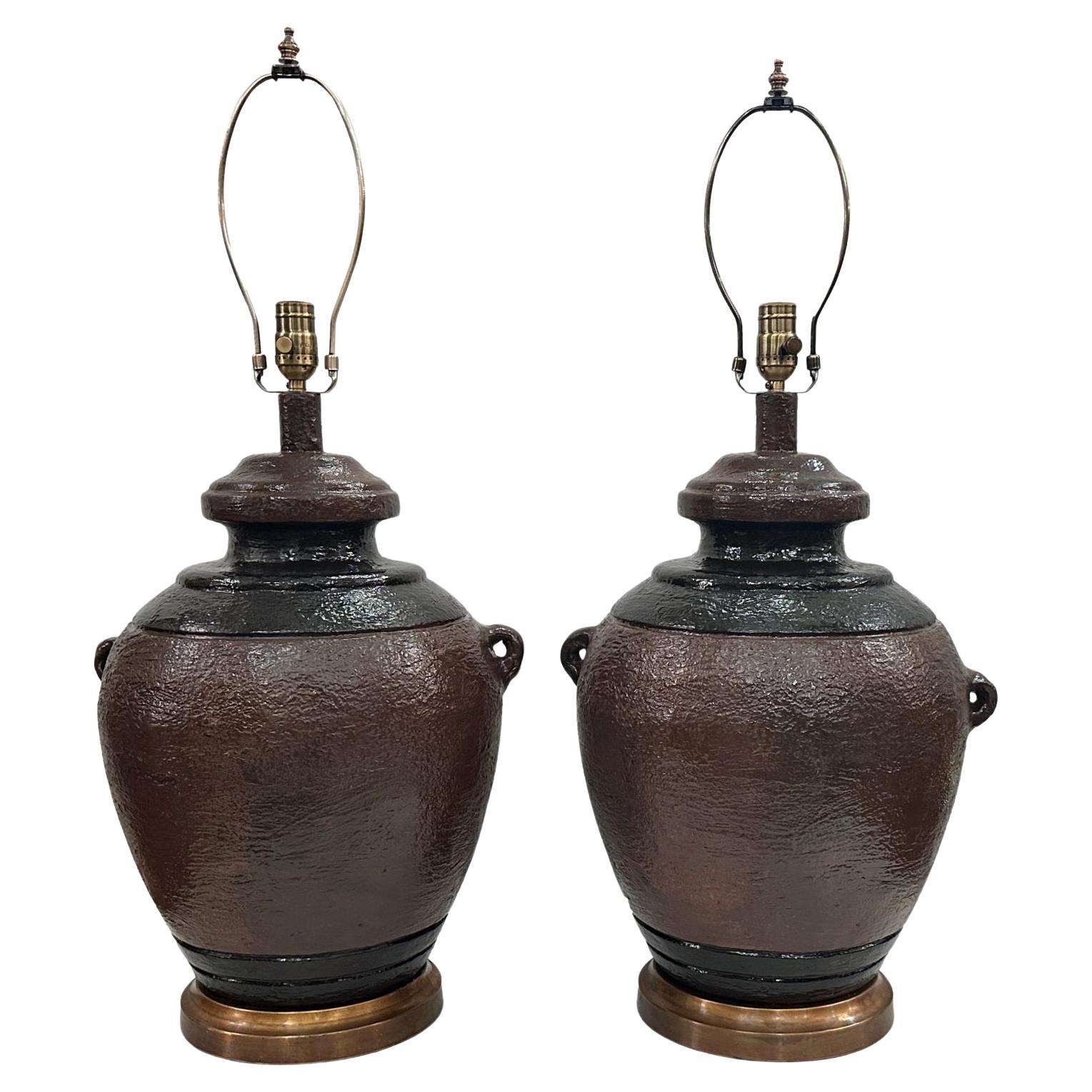 Pair of Midcentury Ceramic Lamps For Sale