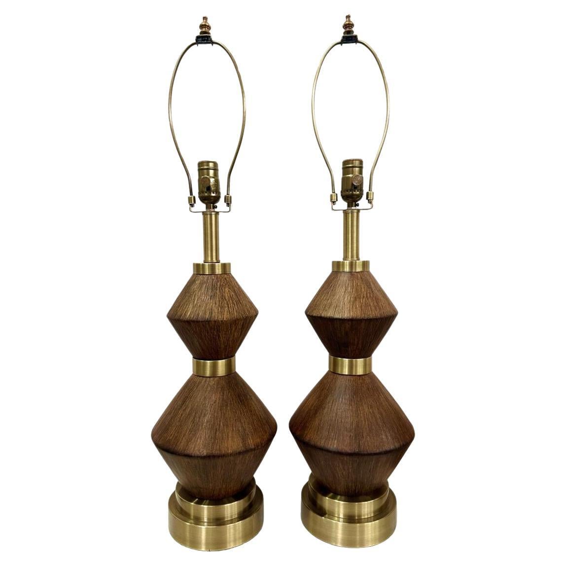 Paire de lampes en céramique du milieu du siècle dernier