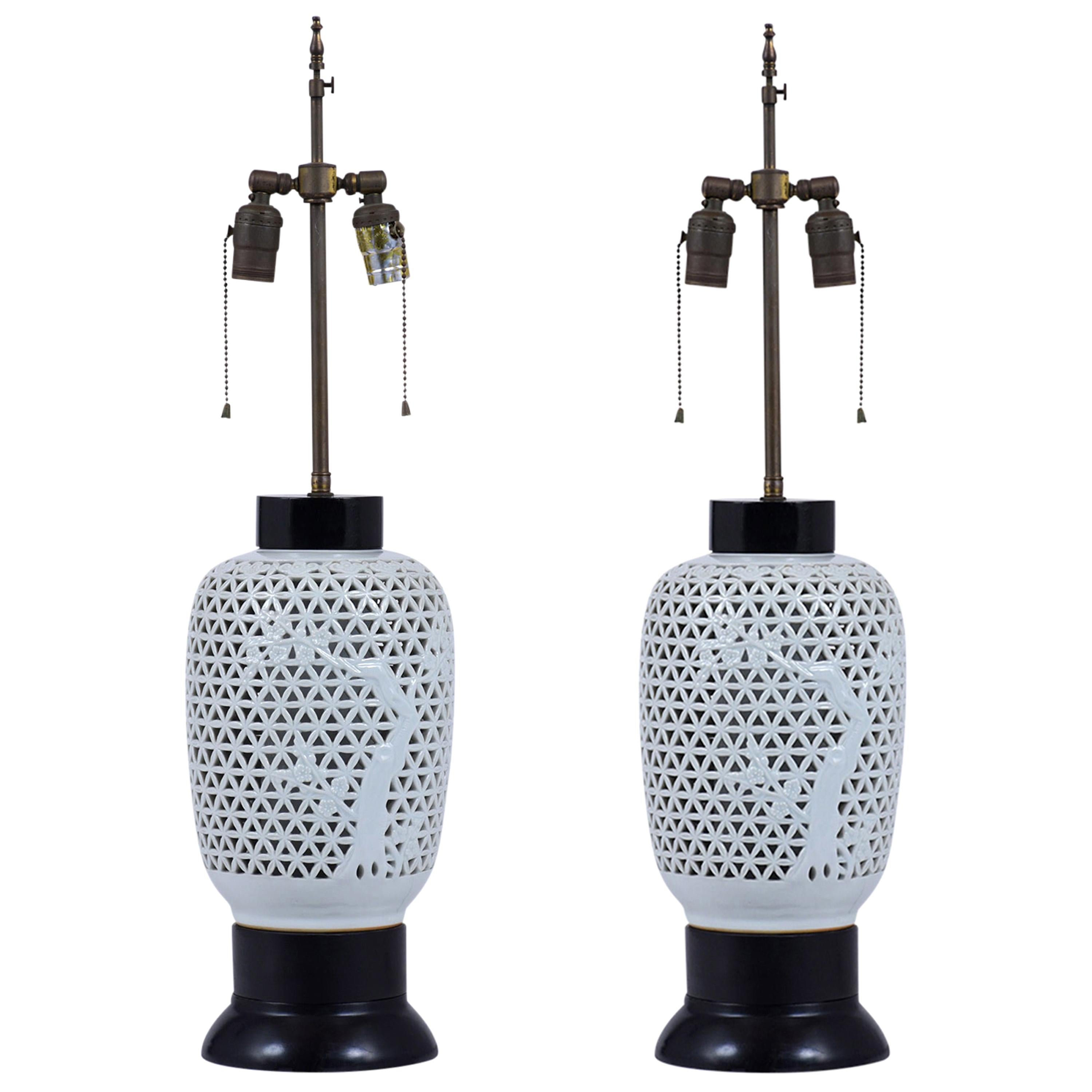 Pair of Mid-Century Glazed Ceramic Table Lamps
