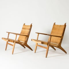 Pair of Midcentury “CH 27” Lounge Chairs by Hans J. Wegner, Denmark, 1950s