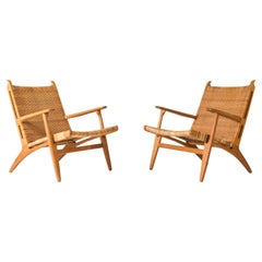 Pair of Midcentury “CH 27” Lounge Chairs by Hans J. Wegner, Denmark, 195os