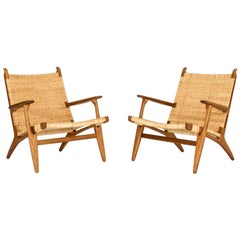 Pair of Midcentury “CH 27” Lounge Chairs by Hans J. Wegner